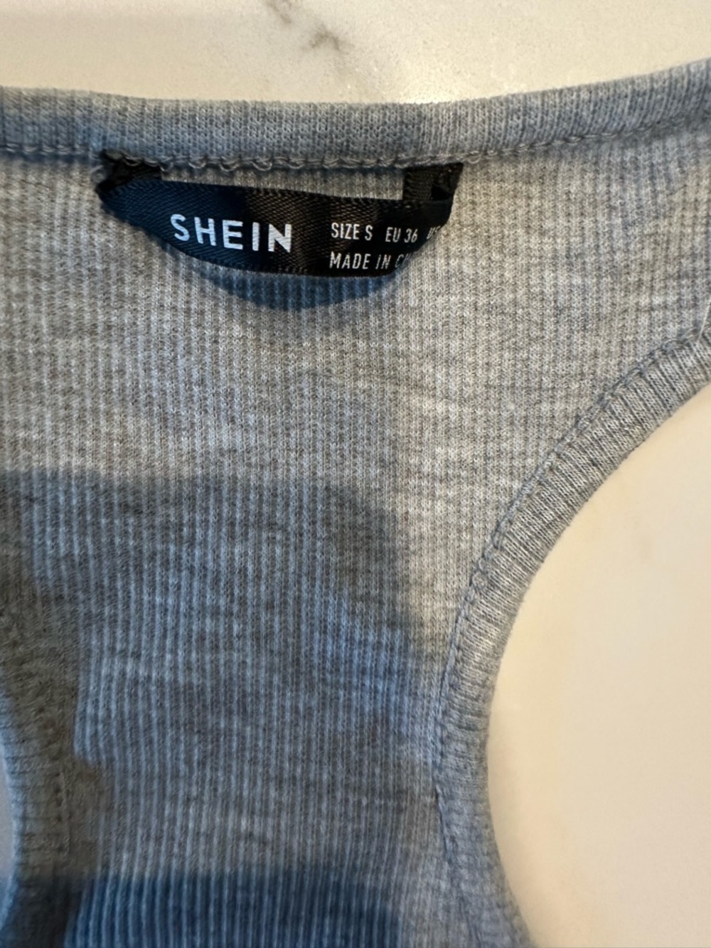 SHEIN Light Gray Ribbed Racerback Henley Tank - Picture 2 of 4